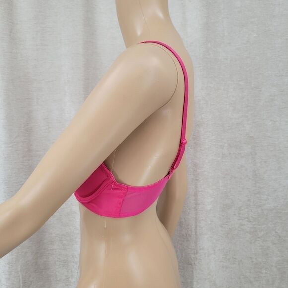 JEZEBEL Y2K Hot Pink Padded Underwire Bra 34C Faux Zipper Cups - Picture 5 of 12